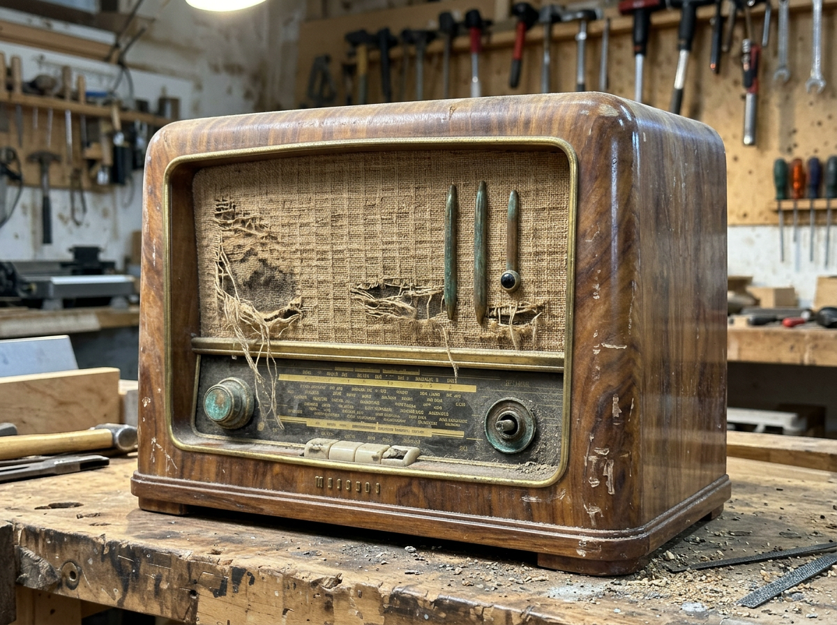 Retro Console Radio — before restoration