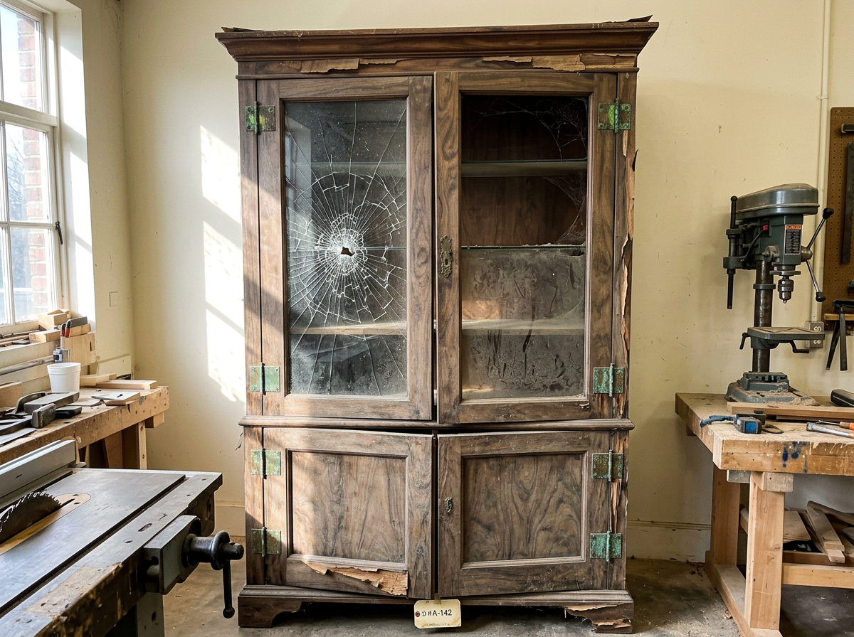 Heritage Glass-Door Cabinet — before restoration