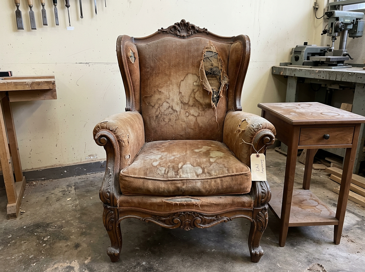 Wingback Reading Chair — before restoration