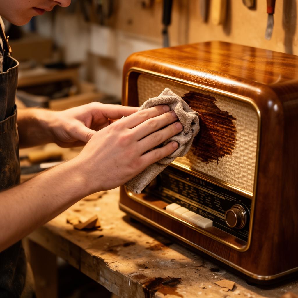 Hands staining wood