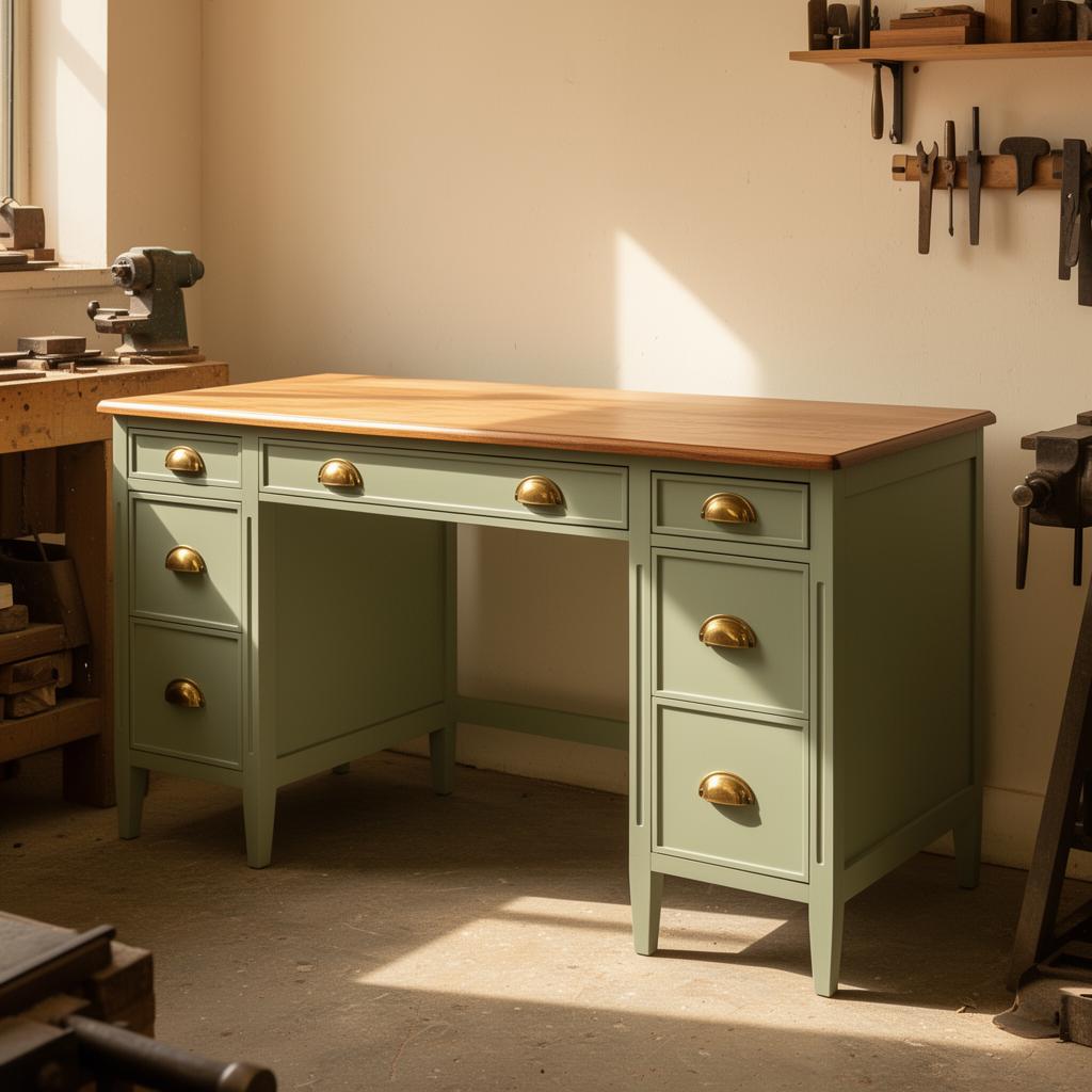 The Sage Writing Desk — before and after